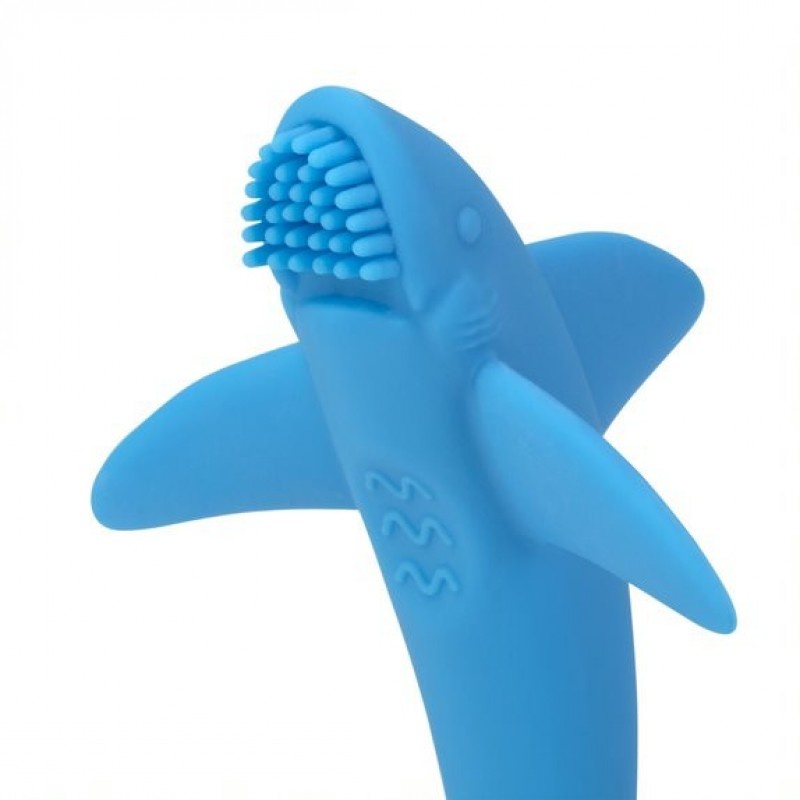 Nuby Massaging Silicone Teether Gigitan Bayi Baby Shark - Blue / Pink