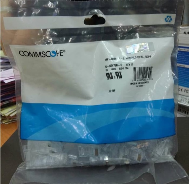 Konektor RJ45 AMP CAT5e commscope isi 50pc Connector lan ORIGINAL