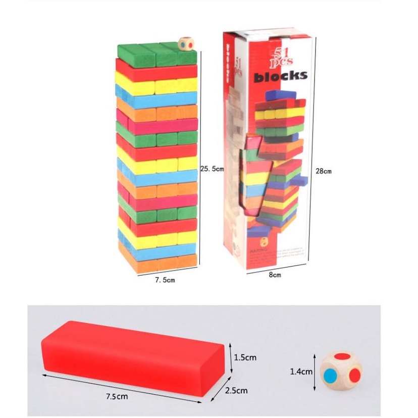 MAIANAN EDUKASI EDUKATIF SUSUN BALOK KAYU STACKO STAKO ANGKA WARNA UN0