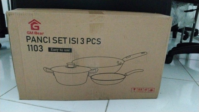 Gm Bear Marble Cookware Set 3 Pcs 1103 - Panci Set Marble Coating