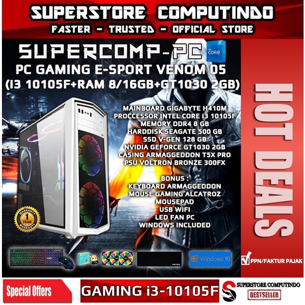 PC Rakitan Gaming E-Sport Core i3 10105F - RAM 8/16GB-VENOM 05 Series