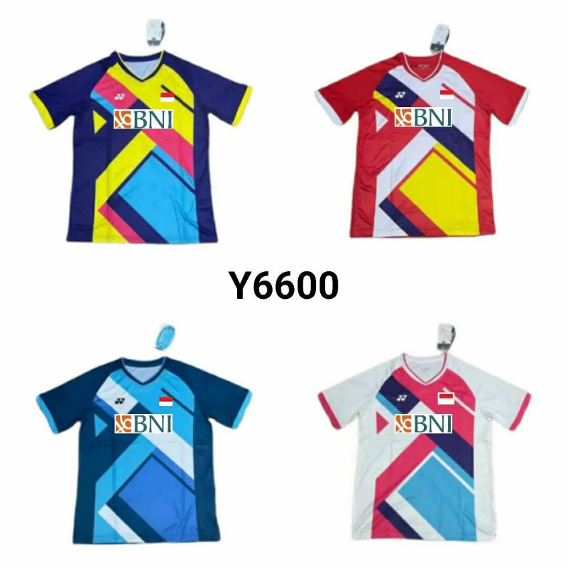 Kaos badminton import Yonex Y6600 Grade Ori + sablon BNI dan Bendera INA