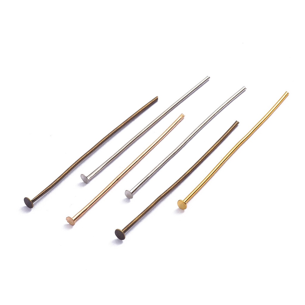 200pcs 16-45mm Flat Head Pins Gold/Silver/Copper/Rhodium Headpins For Jewelry Findings Making DIY Supplies