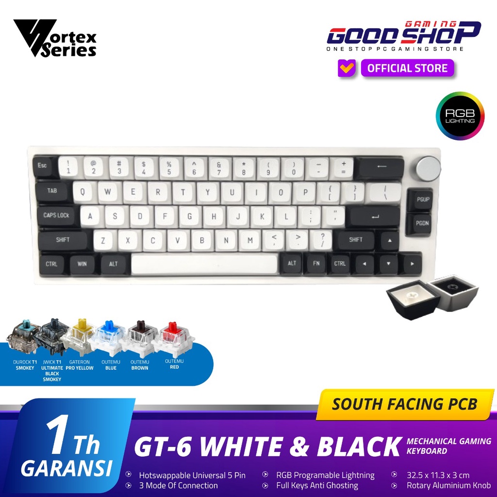 VortexSeries GT-8 White & Black Wireless Mechanical - Gaming Keyboard