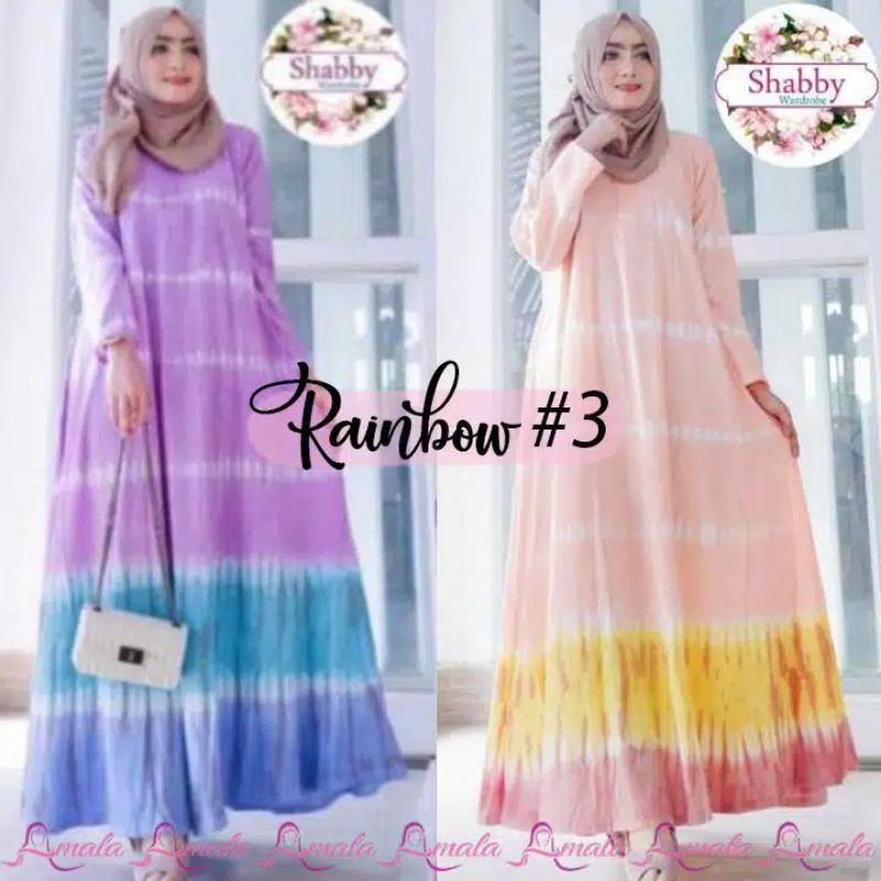 Gamis Kaos RAINBOW TIEDYE#3  Bahan Kaos 30s Resleting Depan Busui Bumil Lengan Panjang Muslimah