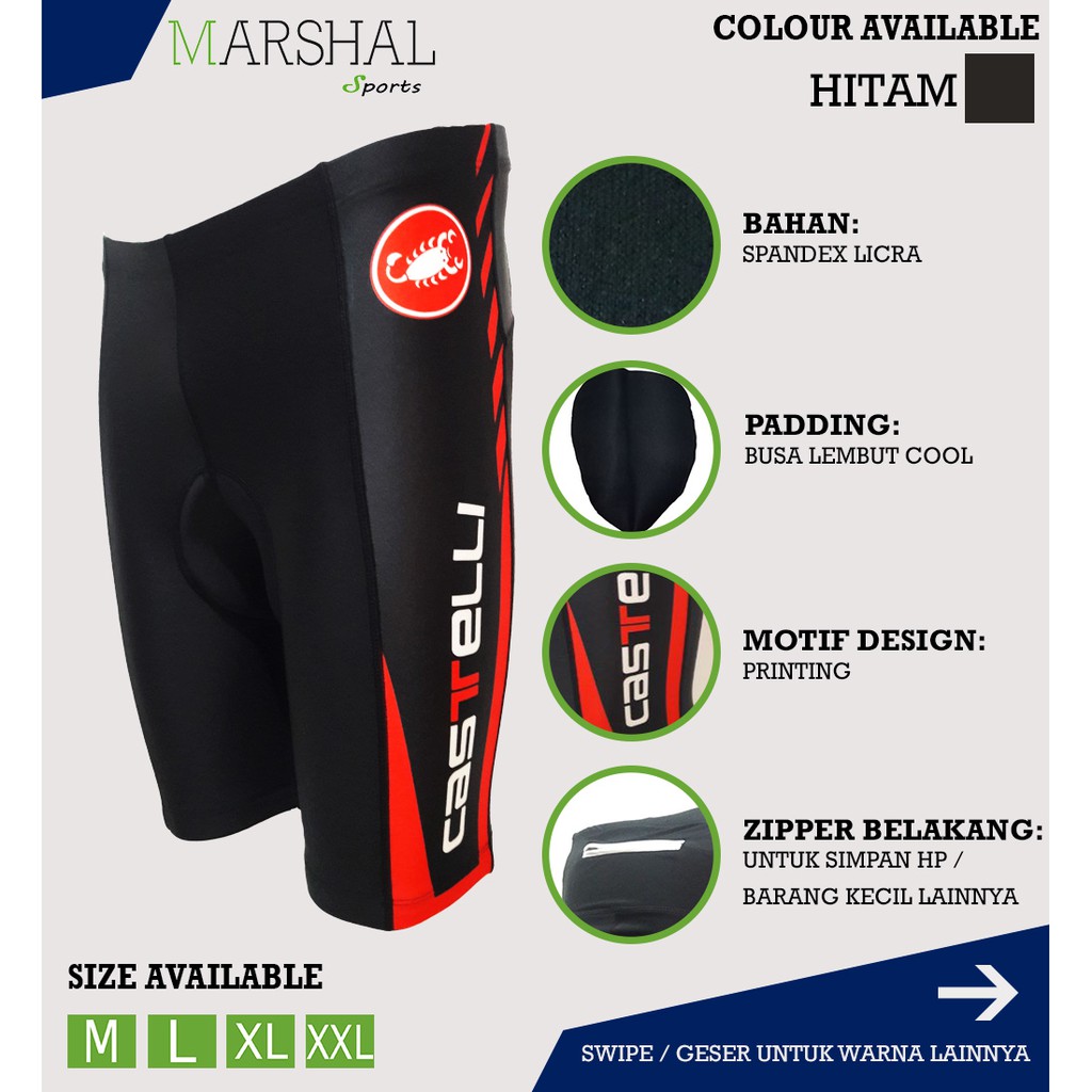 Celana Sepeda Pendek Premium Lycra Padding Ketat Castelli Celana Sepeda Pendek Premium Lycra Padding Ketat Castelli