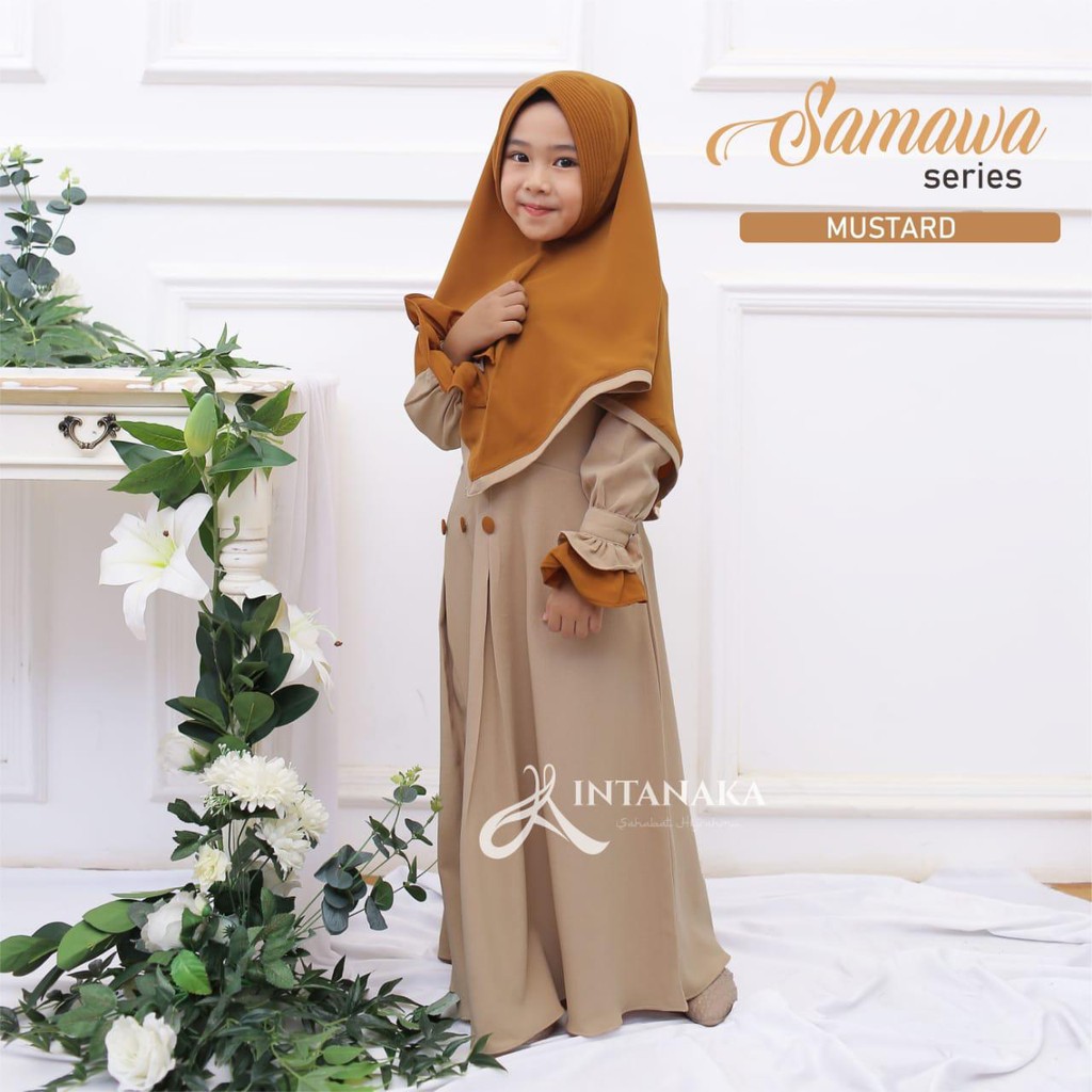 INTANAKA Samawa Series Baju Muslim Anak Perempuan Gamis Syari set Jilbab Premium Bergaransi Original