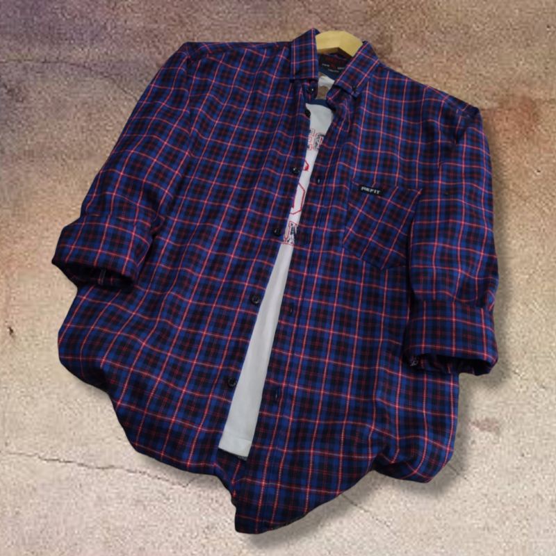 Kemeja Flanel Pria Lengan Panjang Slim Fit / Kemeja Kerja Kantor / Kemaja Garis Kotak Distro-Flanel 713