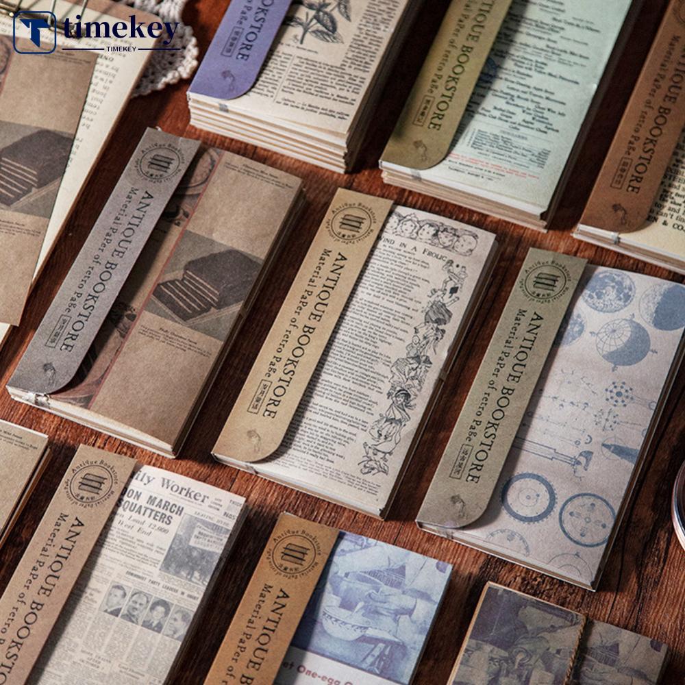 Timekey 60 Lembar / Pak Kertas Kraft Scrapbooking / Jurnal / Diary DIY Desain Koran Vintage A2K6