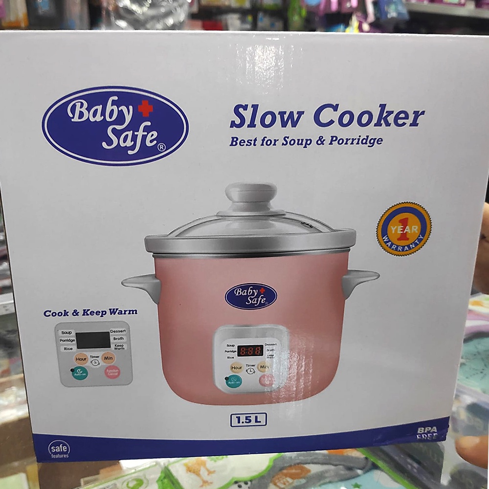 Baby Safe Slow Cooker 1,5L LB06D Pink with Auto Menu Baby Food Maker Alat Makan Bayi