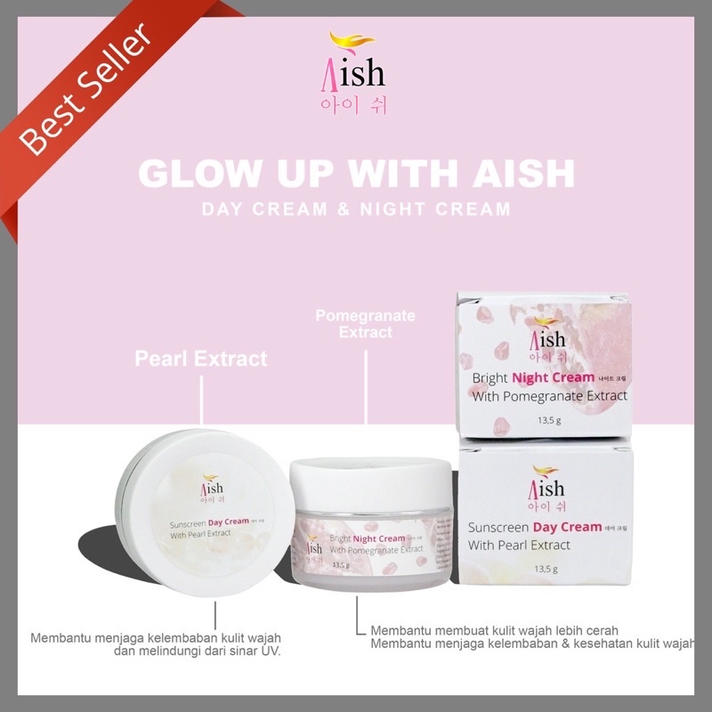 Cream Aish Korean Beauty Day Cream & Night Cream Original 27g - Krim Aish Siang dan Malam