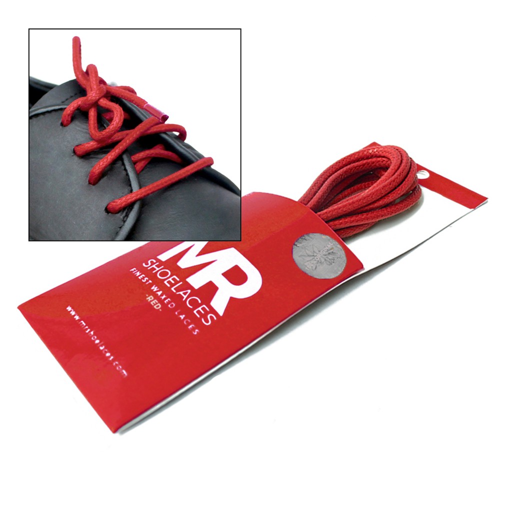 MR Shoelaces RD17 Red (Merah) Tali Sepatu Lilin 2-3mm Bulat Round 50cm 60cm 70cm 80cm 90cm 100cm 120cm 150cm (Waxed Laces) - Premium Shoelace