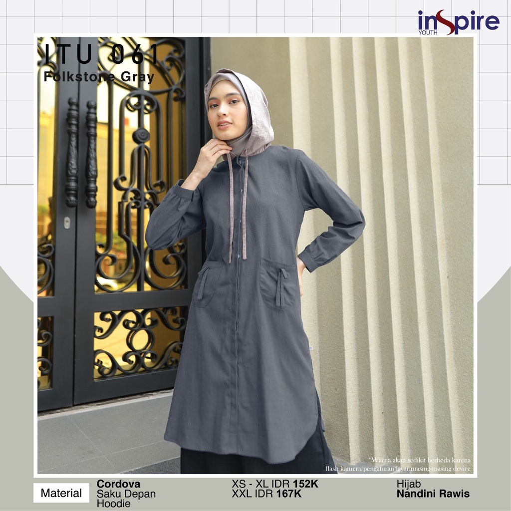 Inspire ITU 061 Tunik Wanita Bahan Cordova Atasan Dengan Variasi Hoodie Kekinian