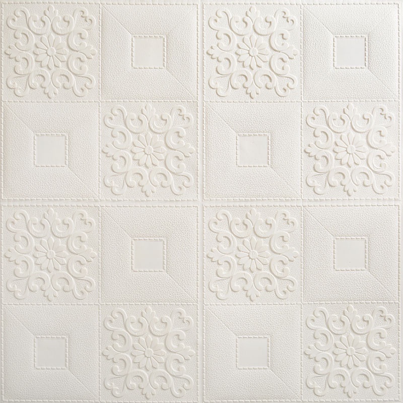 [BISA COD] Wallpaper Dinding Stiker Wallfoam 3D Sticker Dekorasi Kamar Rumah Murah Motif Batik-Putih