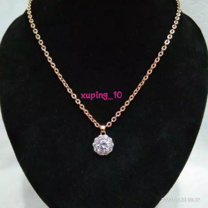 set kalung + liontin permata zircon