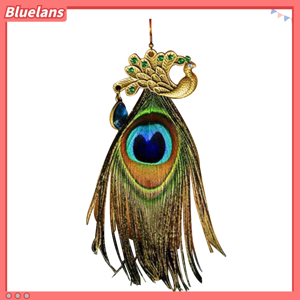 1 Pc Anting Kait Desain Bulu Merak Gaya Bohemian Untuk Wanita