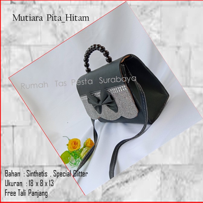 Tas Elegan ,Tas Slempang,Tas Etnik,MuTiara Pita_Hitam