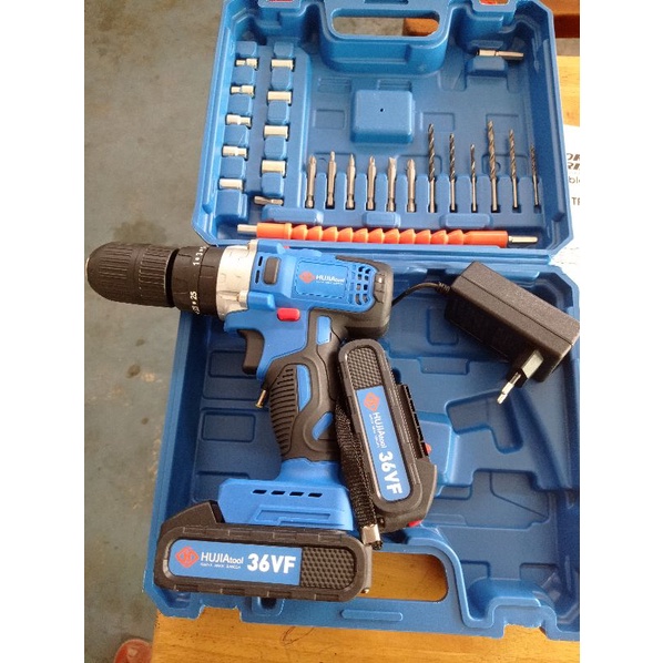cordless drill impact/mesin bor baterai 36vf set koper HUJIA