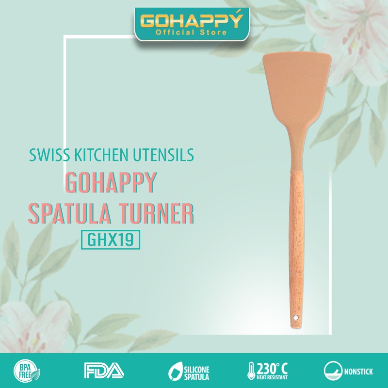 Silicon Spatula Turner GoHappy GHX19 sutil - sendok dapur high qualty