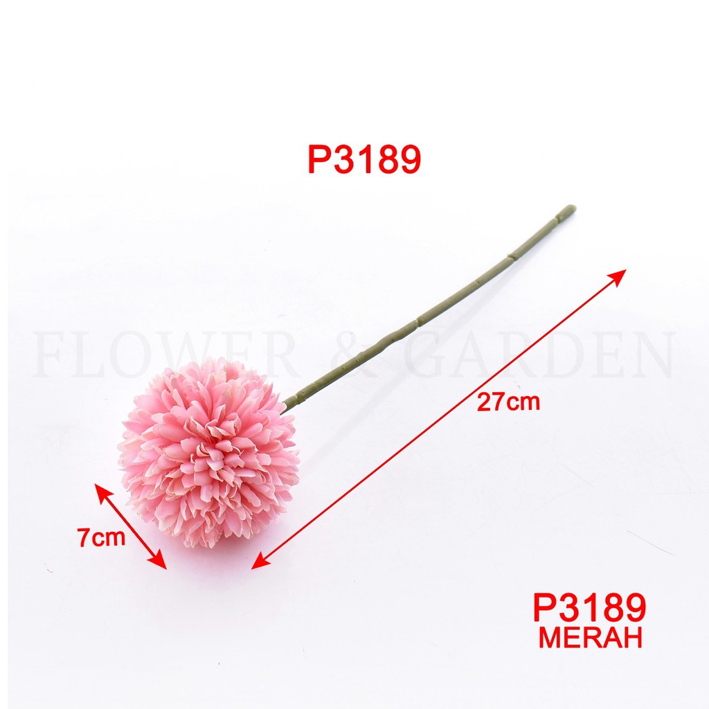 HMPU P3189 Bunga Palsu Plastik Dandelion Bola Bunga Tunggal Bunga Buatan Krisan Bunga Hias-3