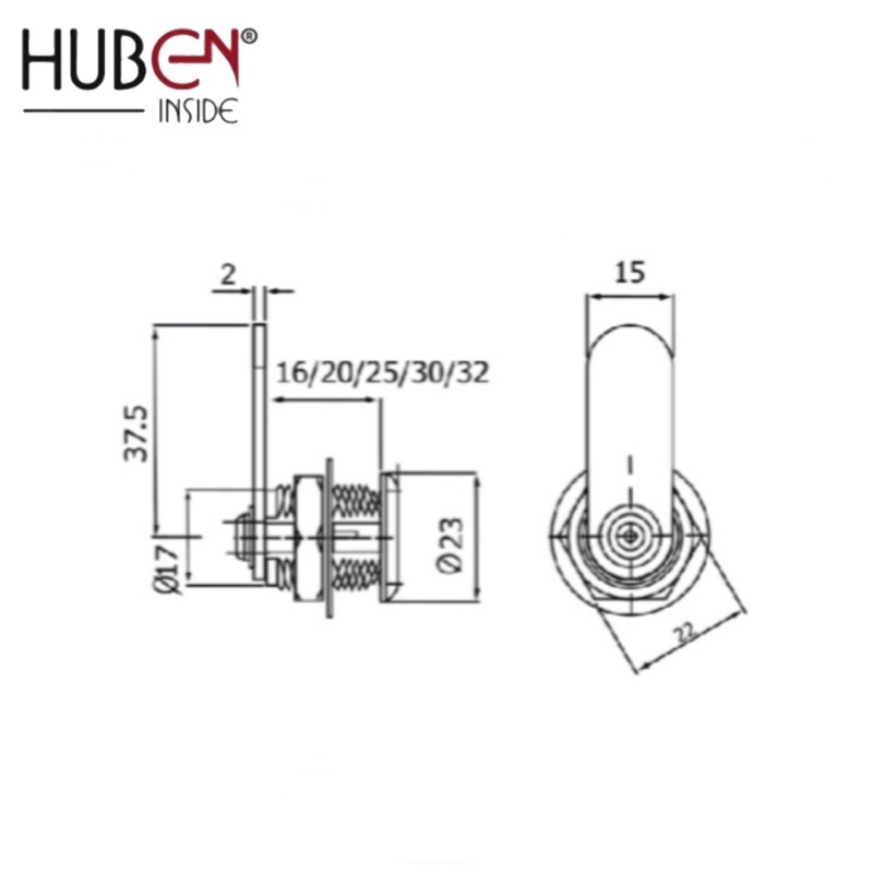Kunci Cam Lock / Kunci Loker Kait Huben HL 103 - 25 mm