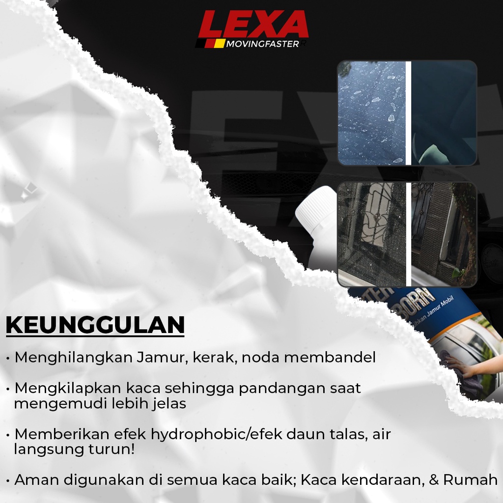 SKIKI91 - Pembersih Jamur Kaca Mobil / Waterspot Remover / Luster Glass Reborn By LEXA / 100% Ampuh