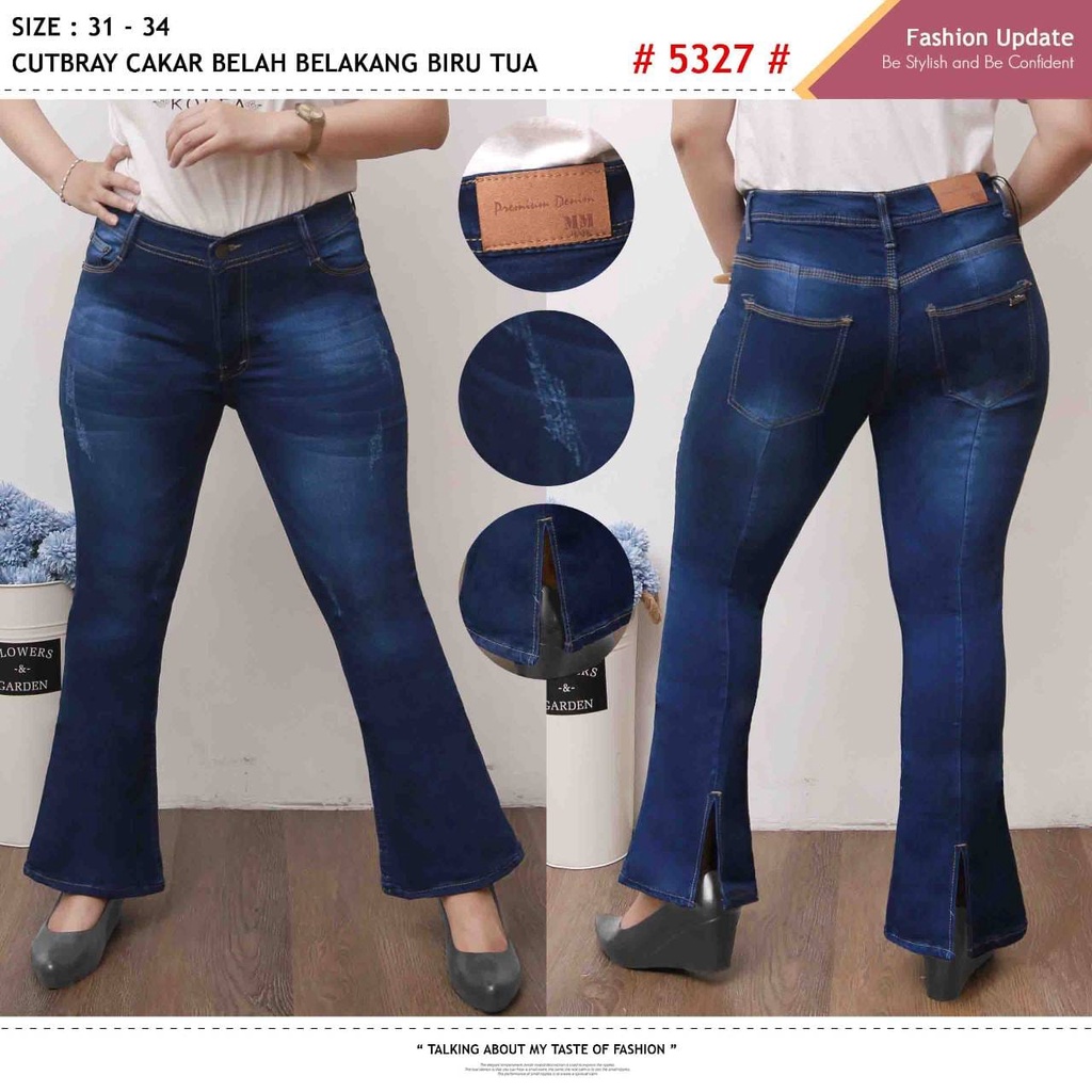 Celana Panjang Jeans Wanita Cutbray Belah Belakang 27-30 31-34 Bisa Bayar Ditempat(COD)