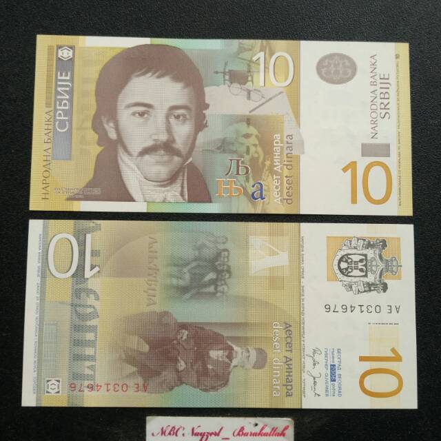 UANG KERTAS ASING 10 dinara Serbia 2006 asli gress TEN DINAR