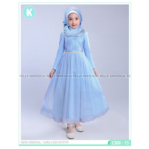 Import Cbm15 K Besar Kecil Baju Pesta Anak Kostum Sari India Muslim Biru Muda Salem Hijab