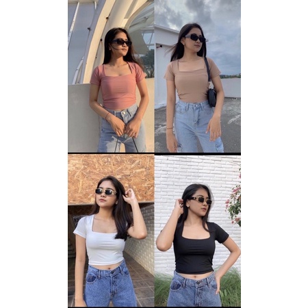 SQUARE Crop Top Double Layer Jersey