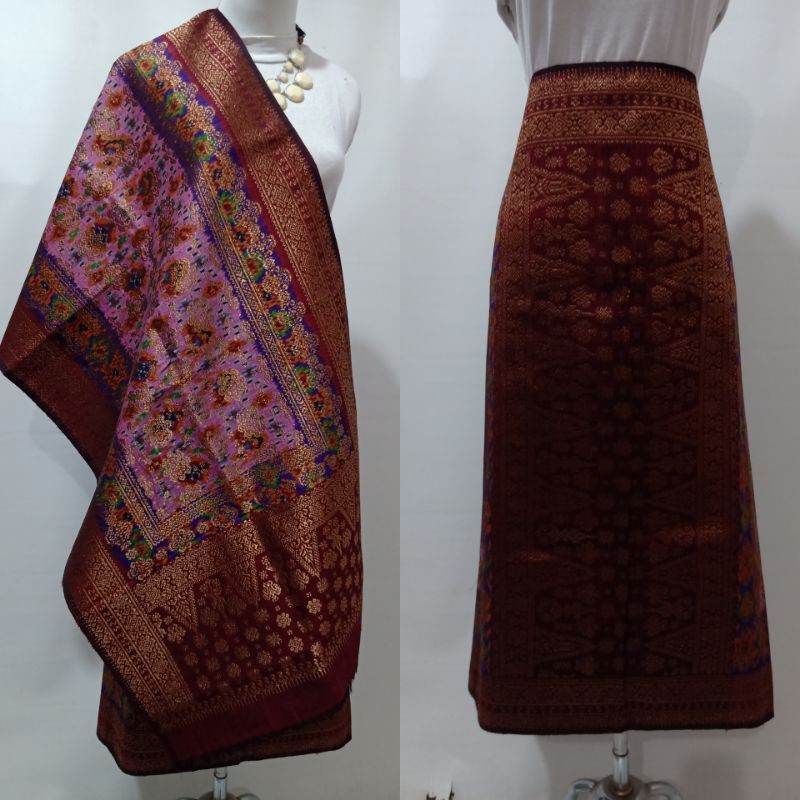 Songket Palembang Asli Motif Limar Kandang Tembaga Warna Ungu Lavender