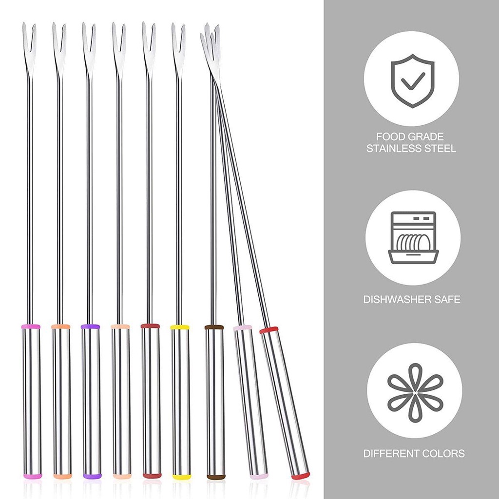 Rebuy Fondue Sticks Fruit Dessert Pegangan Tahan Panas Keju Coklat Fountain Marshmallow Fork
