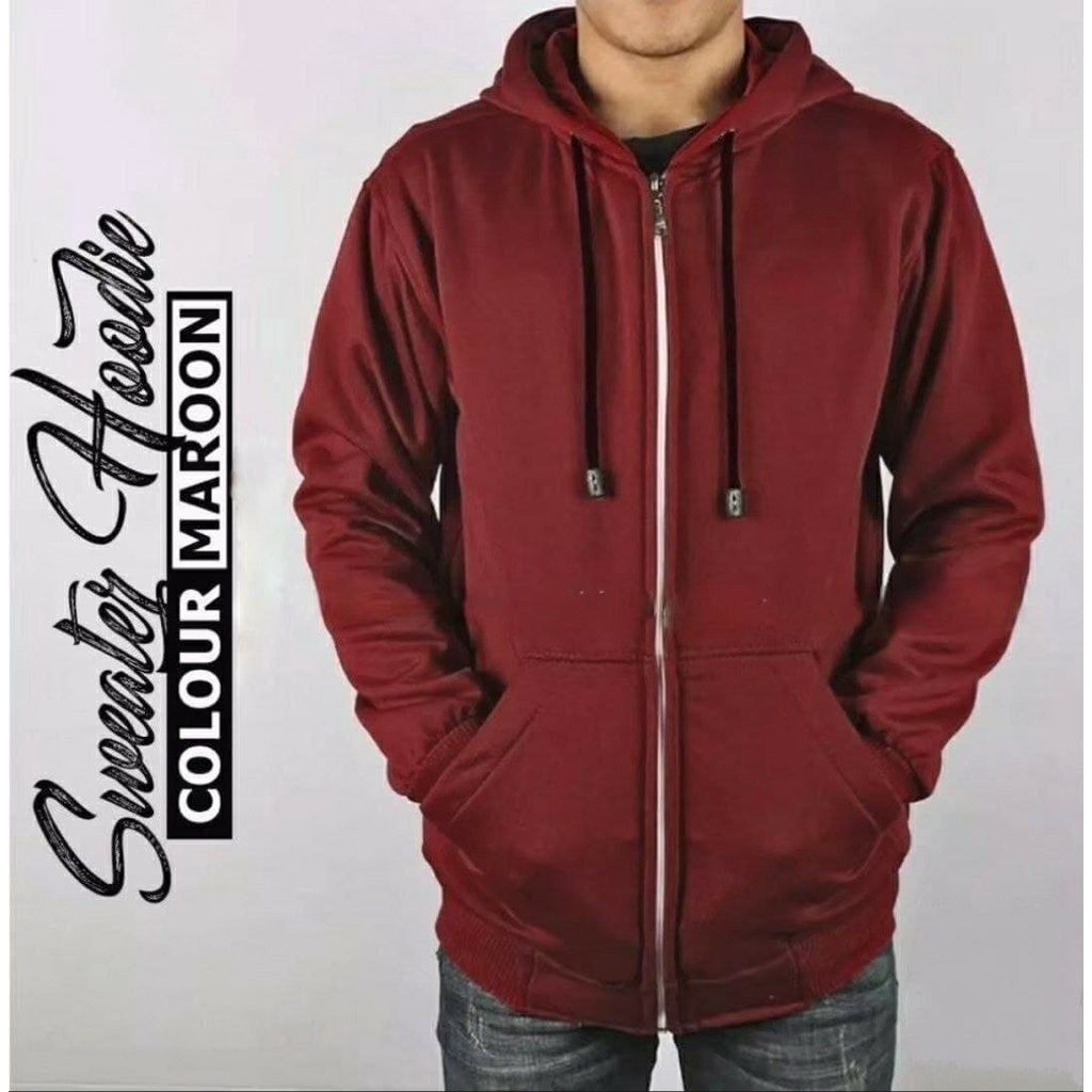 Hoodie Zipper Polos - M, L, XL, XXL - Maroon, Hijau, Hitam, Navy, Abu - Jaket Sweater Suiter Hudie Sewiter Prostreet Suwiter Hodie Oversize Pria Korean Aesthetic Sunmori Hitam Keren Tebal Original Jepang Anime Distro Cowok Murah Style Polos