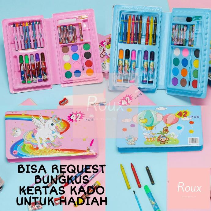 

Crayon Set Anak Pensil Warna 42 Pcs Alat Lukis Mewarnai Gambar Cat Air