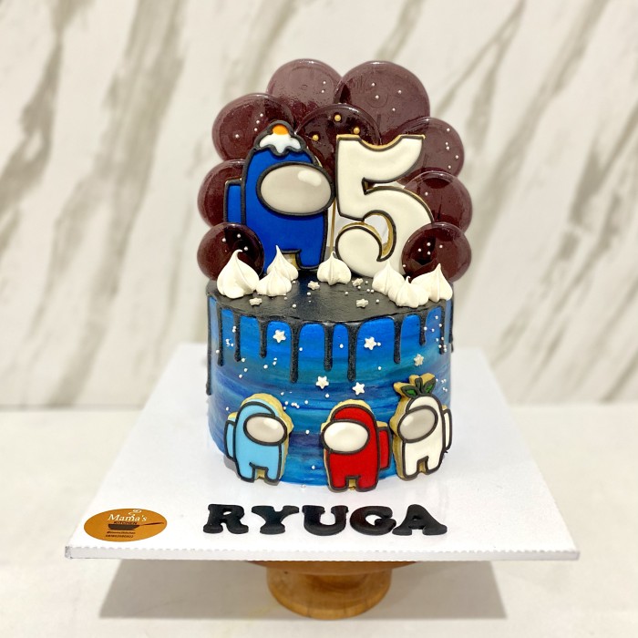 

kue ulang tahun butter cookies icing fondant among us galaxy cake