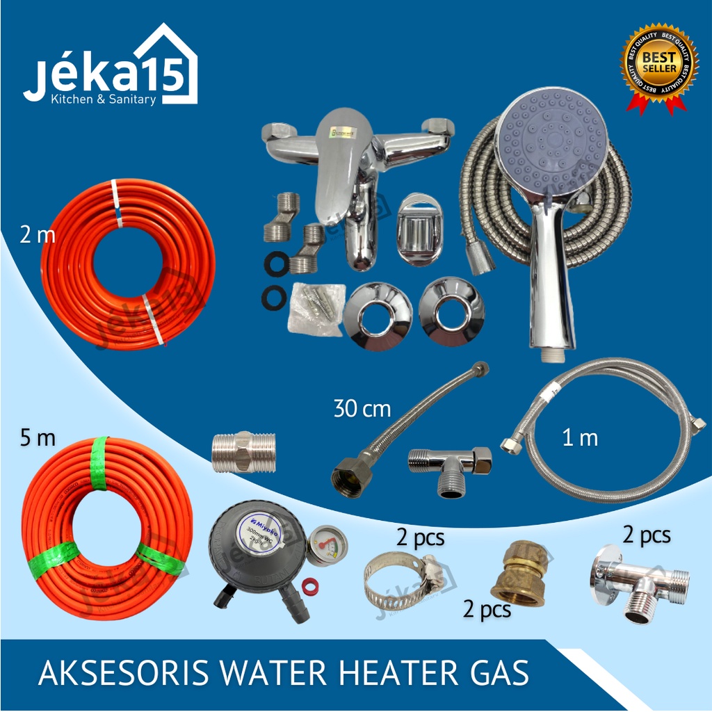 PAKET LENGKAP AKSESORIS WATER HEATER GAS MURAH/INSTALASI TANPA BOBOK