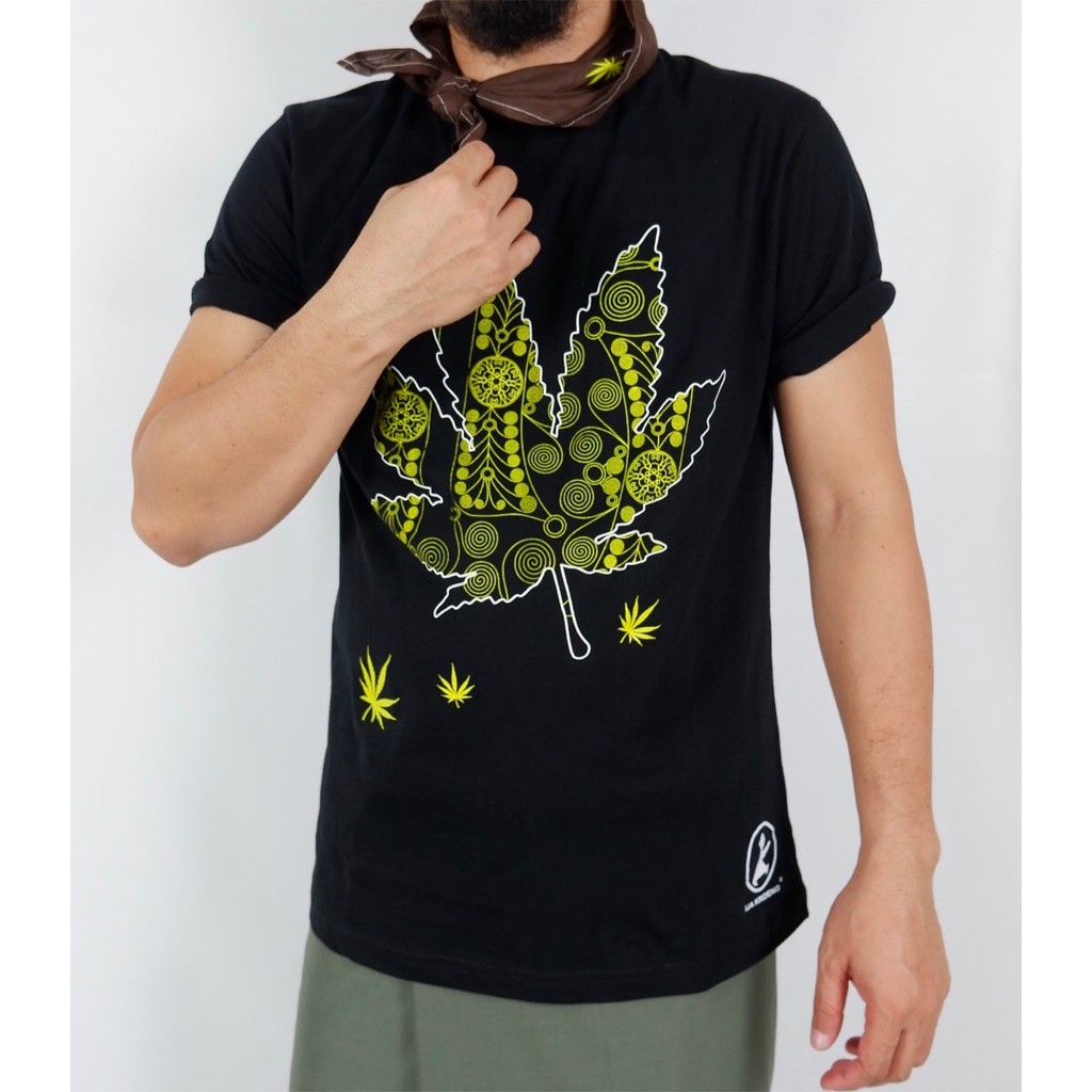 Ija Kroeng Baju Kaos Hitam Motif Sativa Limited Seri