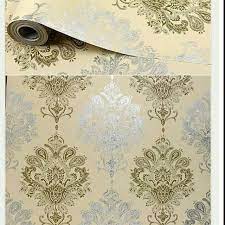 Wallpaper Dinding Motif Batik Silver Gold Panjang 10Meter x Lebar 45CM