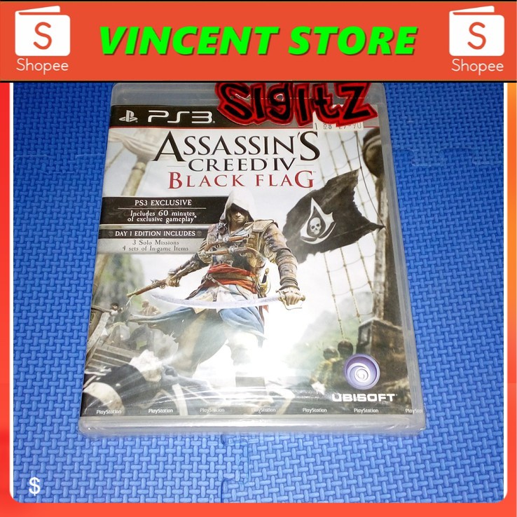 PRODUK ORIGINAL bd PS3 kaset game ASSASSINS CREED BLACK FLAG IV