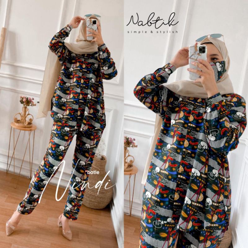 SETELAN KATUN RAYON CANTIK FREE MASKER NINDY ONE SET BY NABTIK//Ld 120 Pj75cm