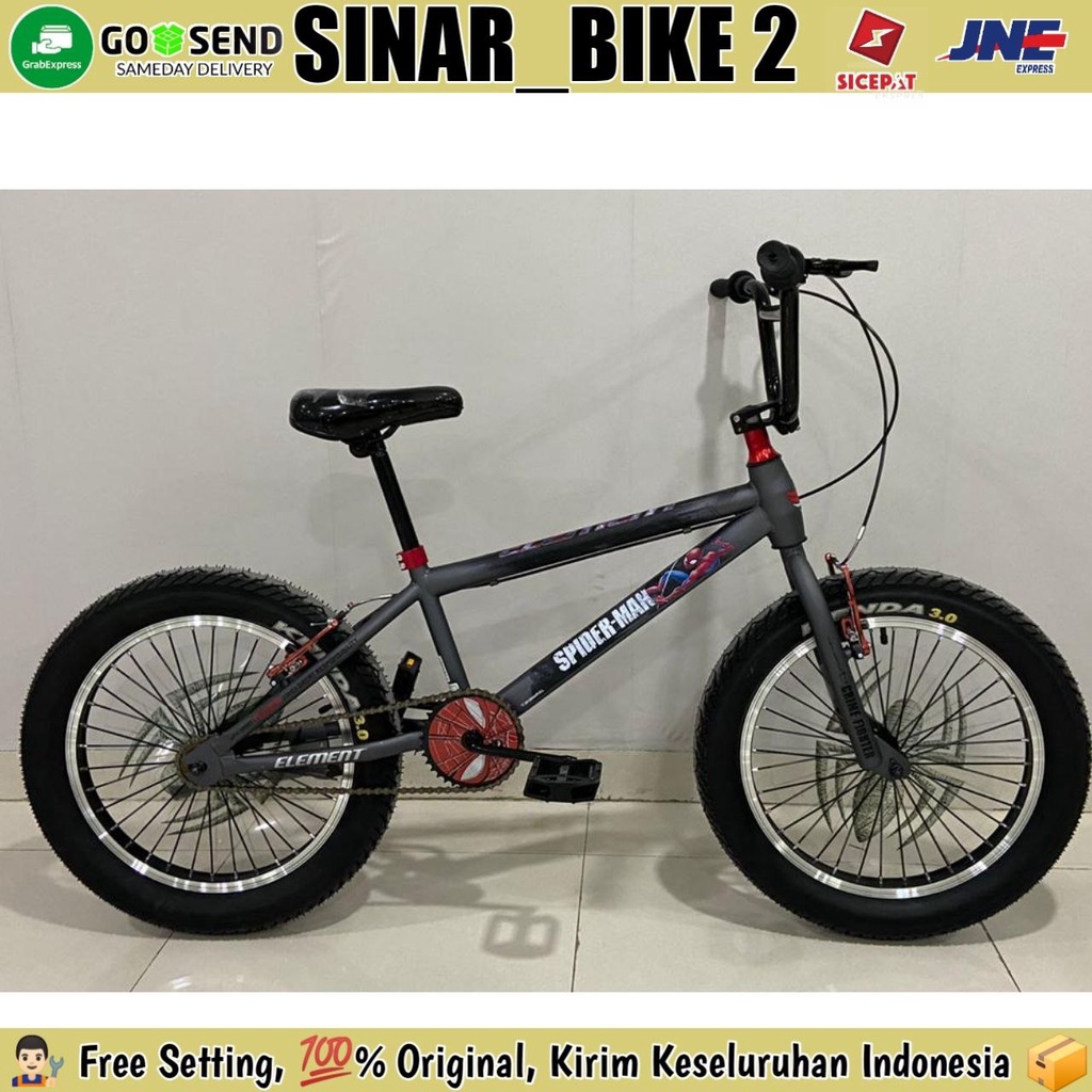 Sepeda Anak BMX ELEMENT SPIDERMAN Ukuran 20 Inch Ban Jumbo 3.0