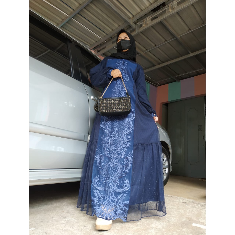 Dress Cassandra Kania Dress Brukat terbaru ori by mercy AMBARWATI muslimah syari ootd fashion modis pesta xl