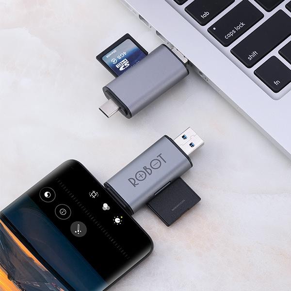 Robot CR302 / CR202 2in1 OTG USB 3.0 USB-C Micro SD Card Reader