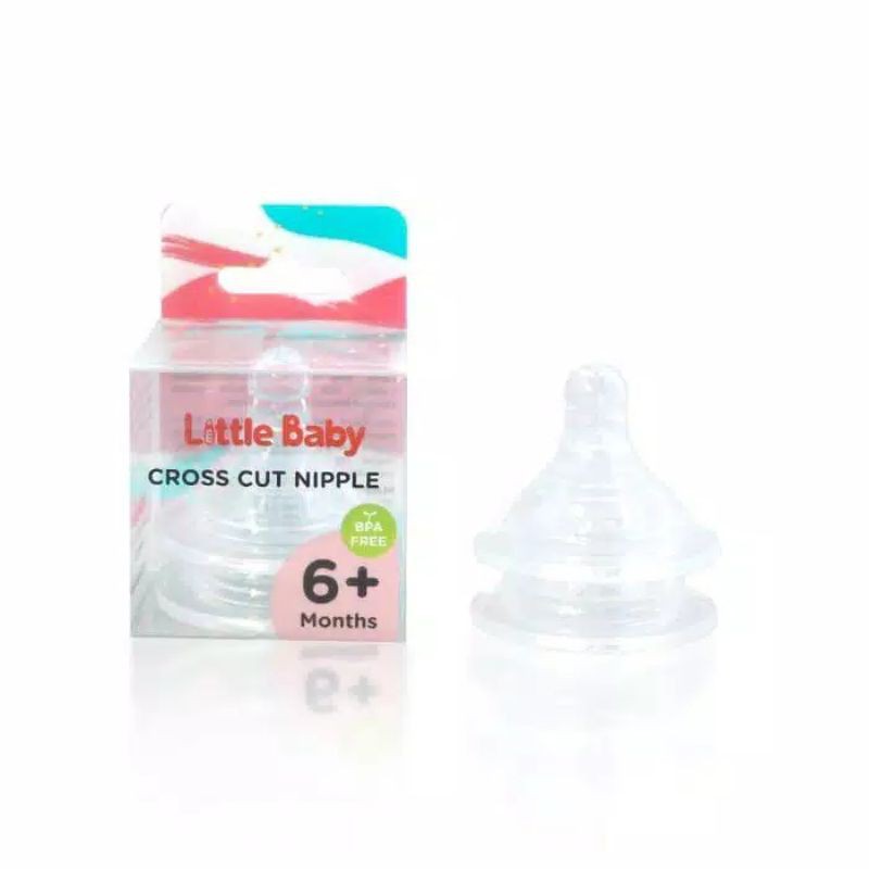 2Pcs LITTLE BABY CROSS CUT NIPPLE WIDE NECK 6m+ / 2pcs Nipple Dot Botol Susu Bayi Anti Tumpah