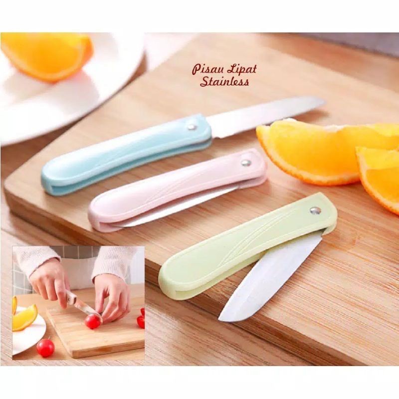 {CLASHOP}Pisau Buah Lipat Travel Praktis Alat Pemotong Sayur Apel Anti Karat Stainless Pengupas Kulit Tajam