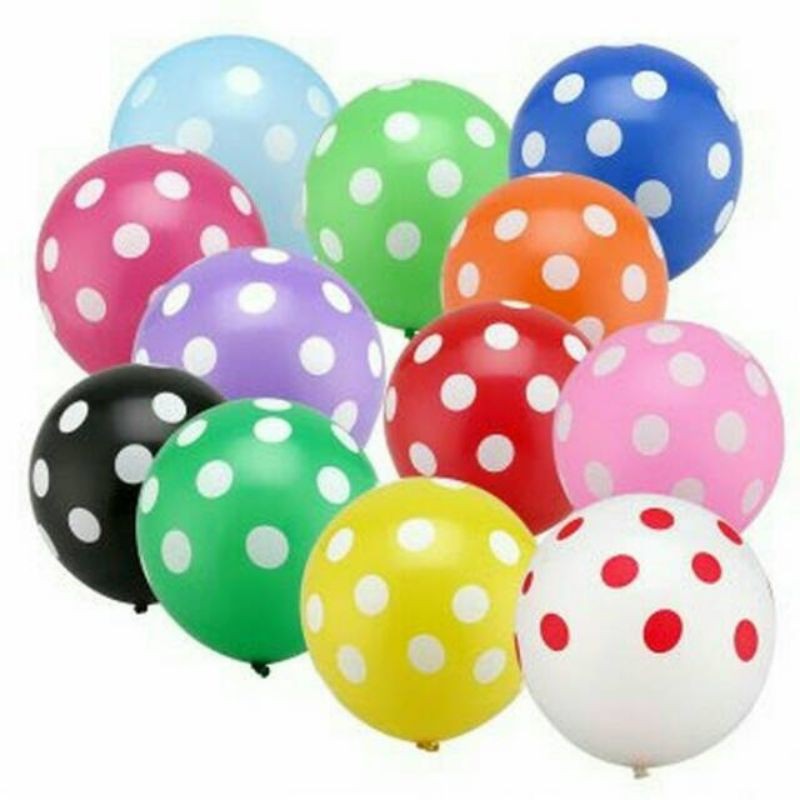 BALON POLKADOT WARNA WARNI karet tiup latex party pesta warna warni bintik