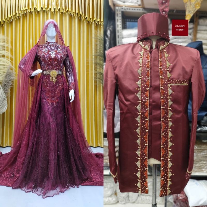 TERLARIS SEPASANG GAUN PENGANTEN SLIM DRES MUMER // GAUN CAUPLE MODREN / GAUN DRESS WEDDING /BAJU PENGANTIN COUPLE/KEBAYA PENGANTIN BEREKOR/GAUN SLIM MEWAH/GAUN MASA KINI