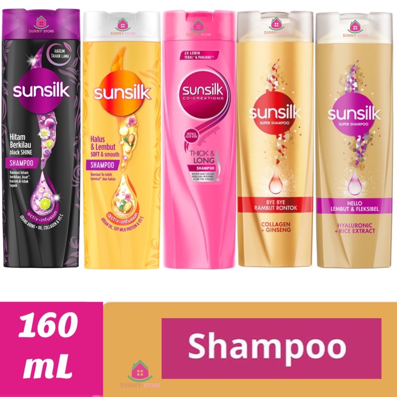 Sunsilk Black Shine Shampoo & Conditioner Black Shine 160 ml / 170 ml & Sampo Soft Smooth Shampo 160