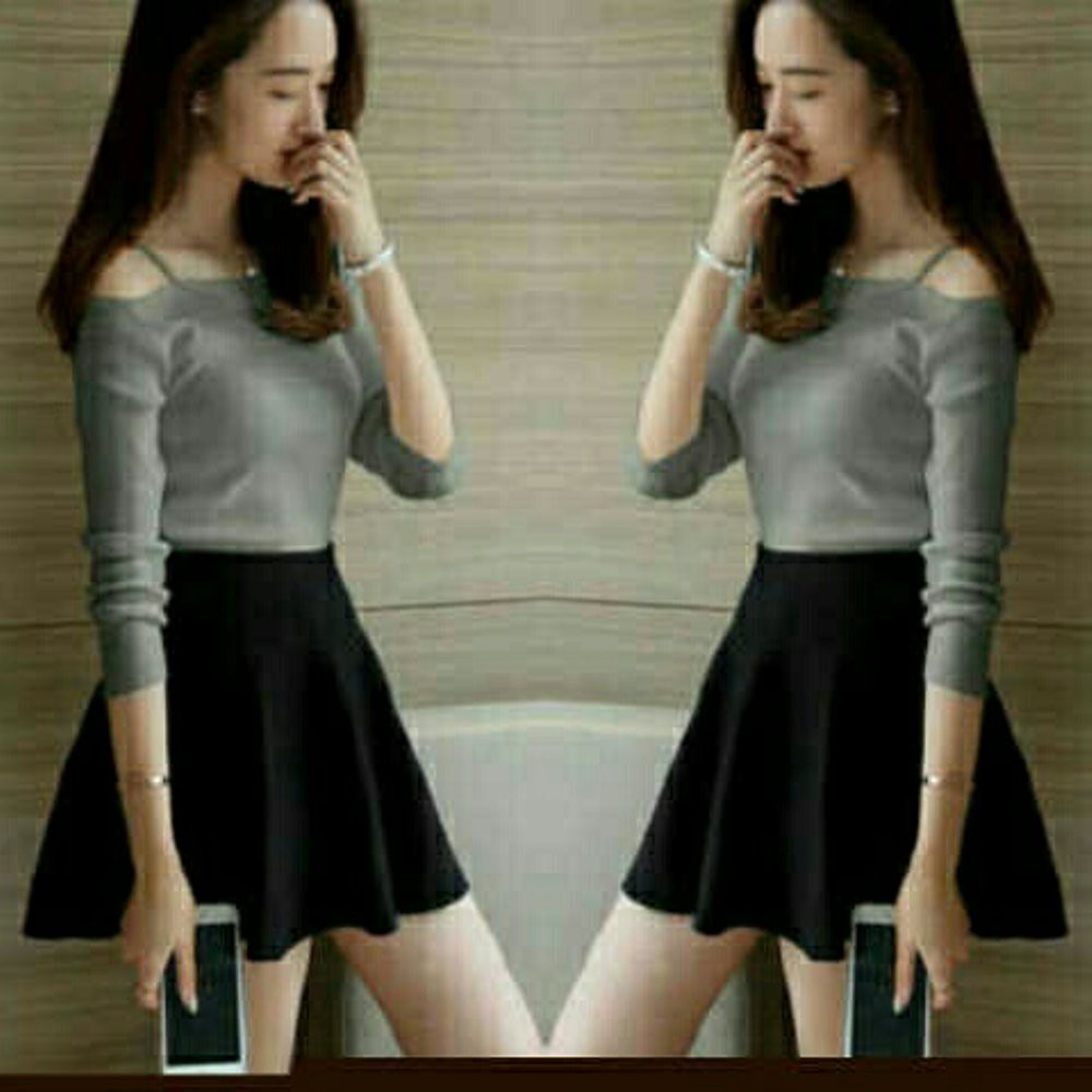 BY BXO. KNIT LINDSAY baju atasan wanita kaos lengan panjang babol bahu bolong bagus murah best sel