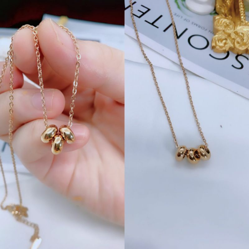 Kalung Titanium Rantai Rosegold Dan Gold Bola 3 N02092102